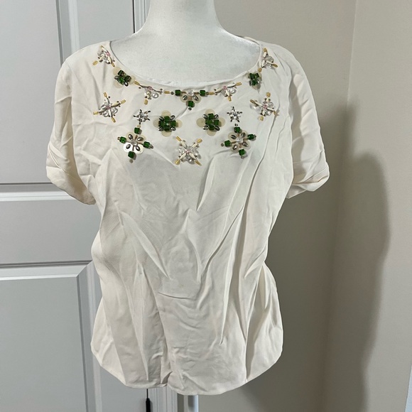 Banana Republic Jewel Neck Relaxed Short Sleeve Blouse - Picture 11 of 12